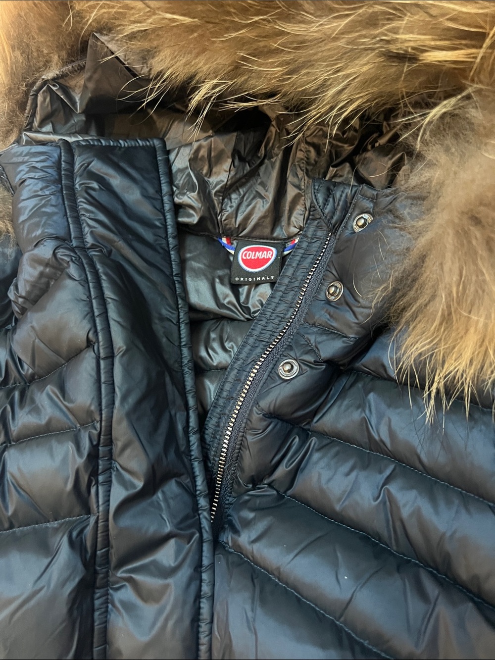 COLMAR Kids Black Quilted Puffer Jacket with Faux Fur Trim